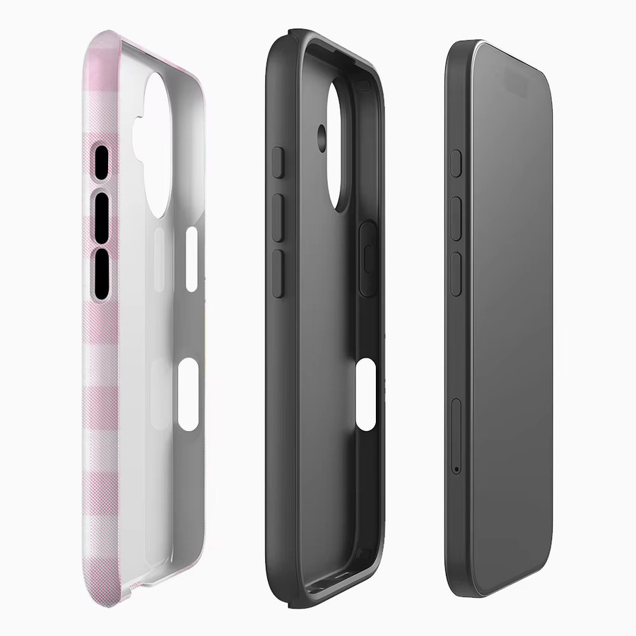 Potdemiel Handyhülle Little Duck Pink Checkerboard für iPhone 12 bis iPhone 17 Pro Max Plus mit doppelschichtiger Rückseite in Pink - Bild 1