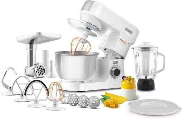 Multifunktions-Küchenmaschine Sencor STM3760WH in Weiß mit 1000W, Mixer, Fleischwolf und 4,5l Edelstahlschüssel sowie 6 Geschwindigkeiten und Pulse-Funktion - Bild 1