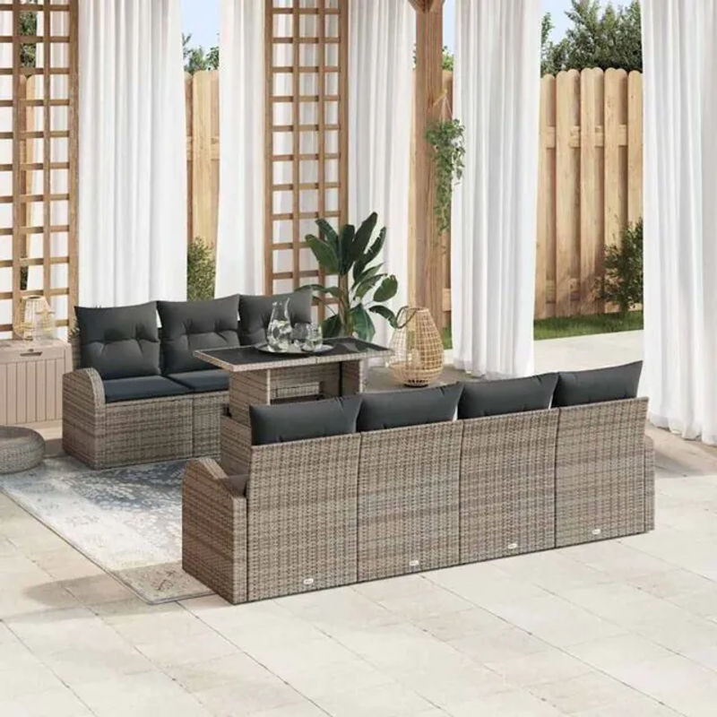 Vidaxl Gartenmöbel-Set aus Polyrattan in Grau, 8-teilig, B/T/H: 100 x 55 x 73 cm - Bild 1