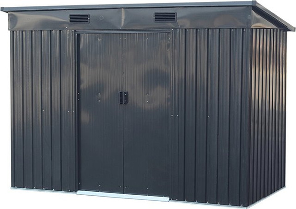Tepro Metallgerätehaus Multi Shed Large mit 2 Schiebetüren und Pultdach, Anthrazit, B: 261 cm, T: 132 cm, H: 181 cm