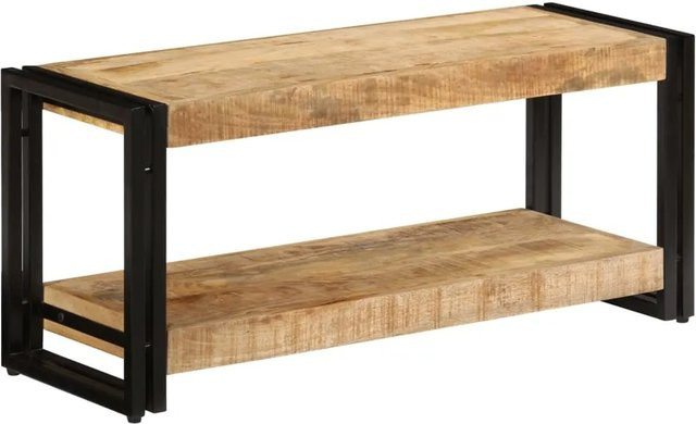 vidaXL TV-Schrank aus Massivholz Mango in Braun und Schwarz im Industrie-Stil, B/T/H: 90 x 30 x 40 cm - Bild 1
