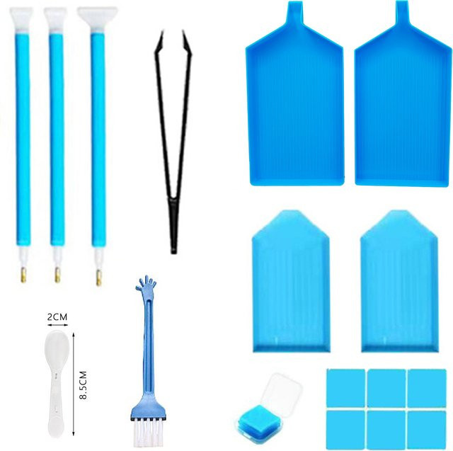 Diamantmalerei Zubehör Set mit Mark Match Point Diamantstift und Tablett in Blau aus Kunststoff - Bild 1