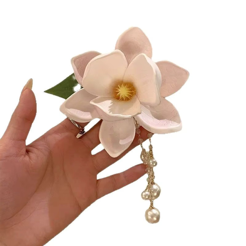 Haarspange Rosa Magnolia Perle Quaste - Bild 2