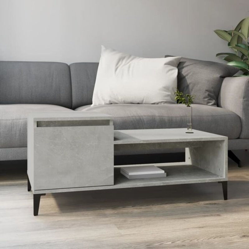 Moderner Couchtisch Vidaxl in Grau aus Holzwerkstoff und Metall, Rechteckig, B/T/H: 100 x 50 x 45 cm - Bild 1
