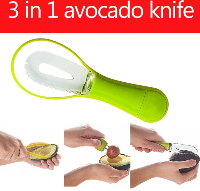 TOMTOP JMS 3 in 1 Avocado-Schneidewerkzeug in Grün mit Entkerner und Schäler - Bild 1