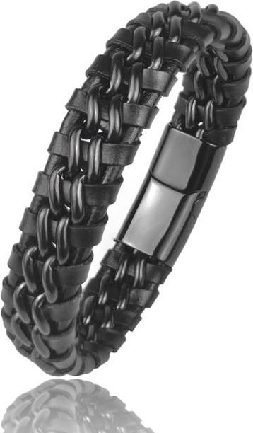 Wucifang Jewelry Kettenarmband Echtleder, Edelstahlverschluss, Herren, 18,5 cm - Bild 1