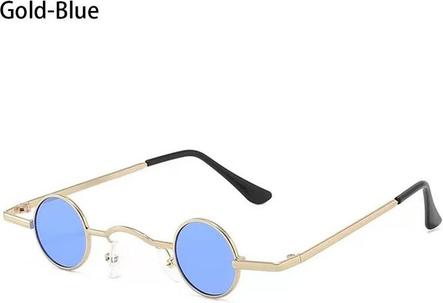 Sonnenbrille, rund, Metall, Vollrand, Unisex, grau, gold - Bild 1