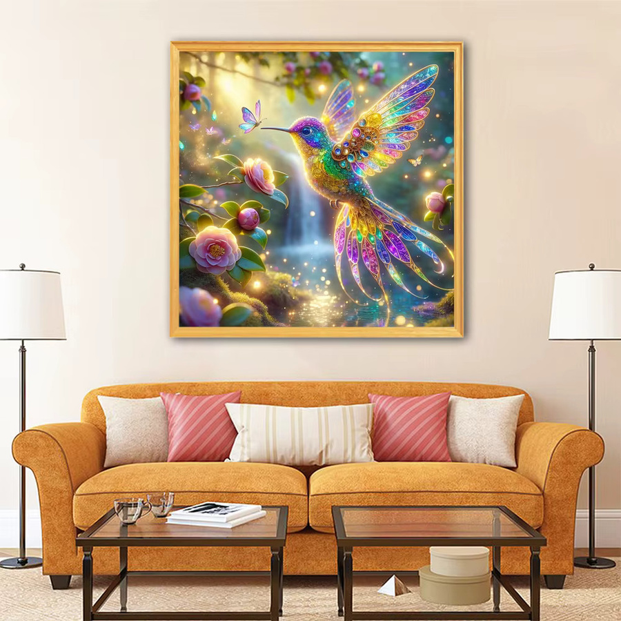 EverShine DIY 5D-Diamantgemälde Kolibri mit Blumen als Mosaik-Strassbild in Multicolour, B/H: 20 x 20 cm - Bild 3