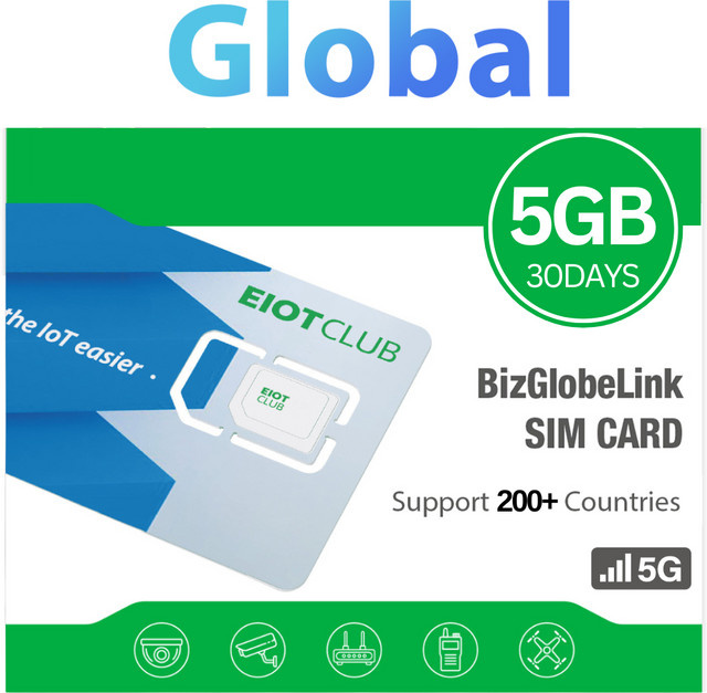 EIOTCLUB Internationale SIM-Karte mit 5 GB Datenvolumen für 30 Tage, Global Travel SIM mit 5G und 4G Abdeckung in über 200 Ländern - Bild 1