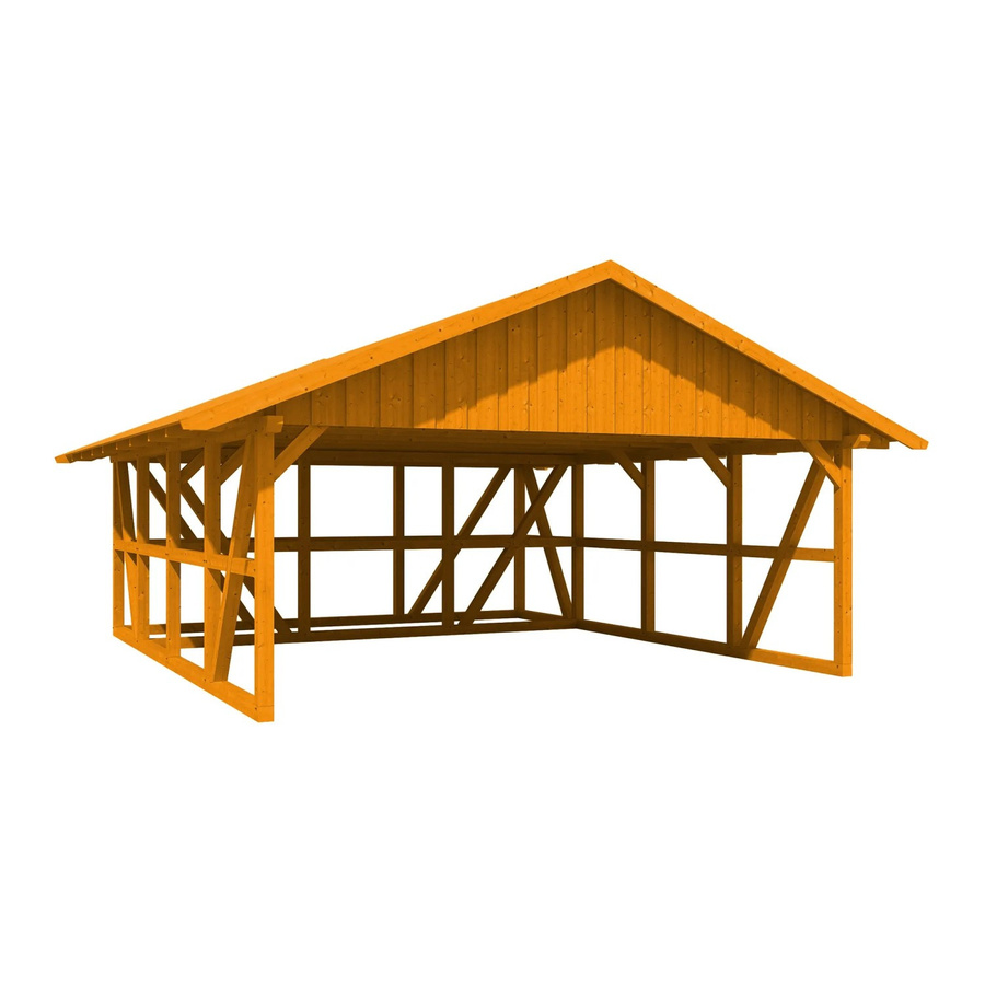 Skan Holz Carport Schwarzwald aus Fichtenholz mit Dachschalung und Abstellraum in Eiche Hell, B: 772 cm, T: 684 cm - Bild 2