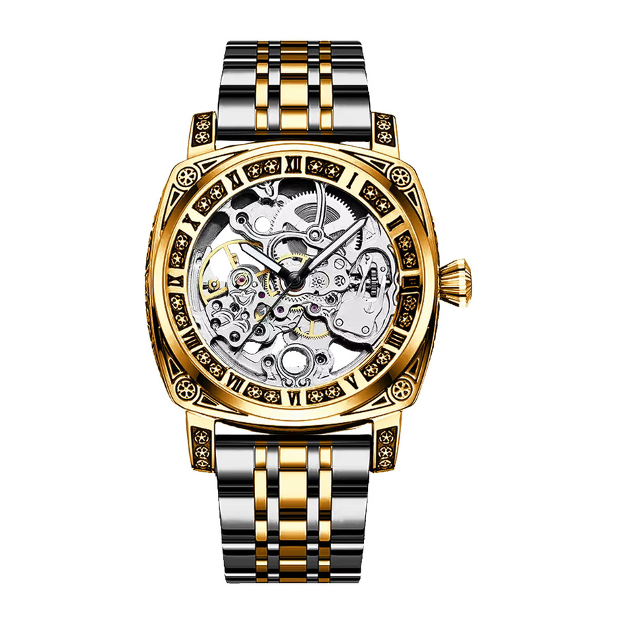 CAROTIF Armbanduhr Automatik, Edelstahl, Gold, Weiß, Herren - Bild 6