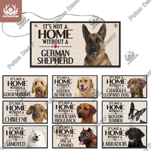 Putuo Dekor Holz Anhänger Plakette mit Hund Motiv zur Dekoration von Hundezwingern - Bild 1