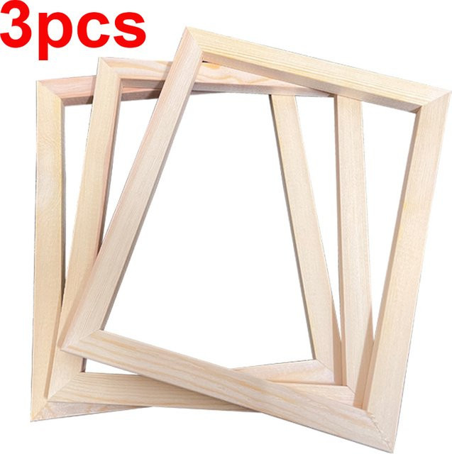 3er-Set Holz Bilderrahmen aus Kiefer für Leinwand und Diamantmalerei, Beige, Rechteckig - Bild 1