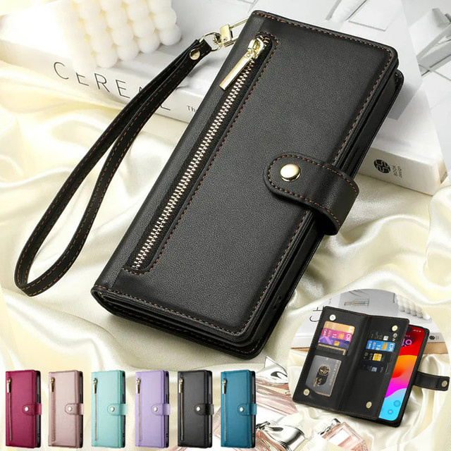 Aierkeba Reißverschluss-Crossbody-Kartenetui als Flip Cover für Samsung Galaxy A-Serie in Pink - Bild 1