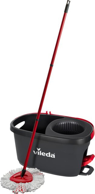 Vileda Turbo ONE Wischmopp-Set in Rot mit Teleskopstange, Wringer und nachfüllbarem Mikrofaser-Mopkopf - Bild 1