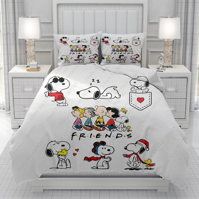 Disney Snoopy 3D Bettwäsche-Set aus Microfaser mit Motiv, Farbe: Weiß, B/H: 140 x 210 cm - Bild 1