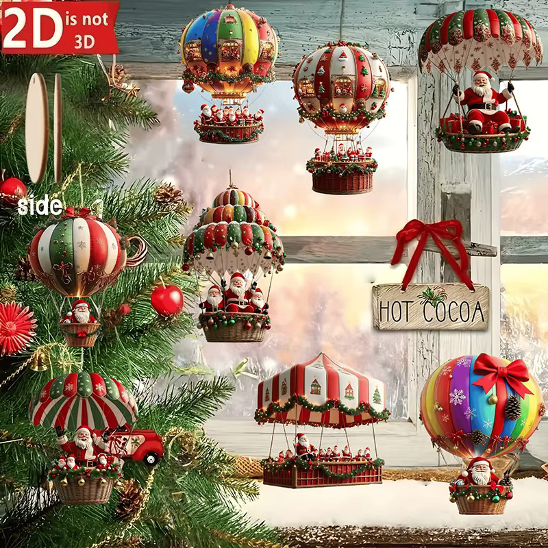 ZQNYCY Weihnachtsmann Fallschirm Weihnachtsbaum Ornamente Multicolor, 2D Weihnachtsdekoration für Indoor und Outdoor, DIY Geschenke für Neujahr und Party - Bild 5