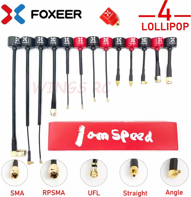 Foxeer Lollipop 4 V4 FPV-Antenne 5,8 GHz 2,6 dBi RHCP in Rot für RC Racing Drohnen - Bild 1
