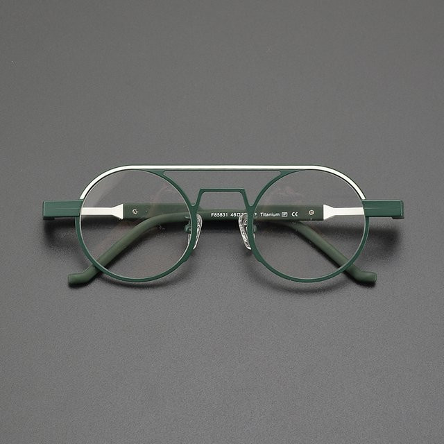 Nobler Zozo Korrektionsbrille, rund, Titan, grün, Anti-Blau - Bild 1