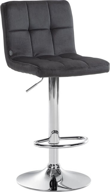 DELUKE Barhocker BRISBAN Schwarz Samt mit Lehne und Chromgestell - Bild 1