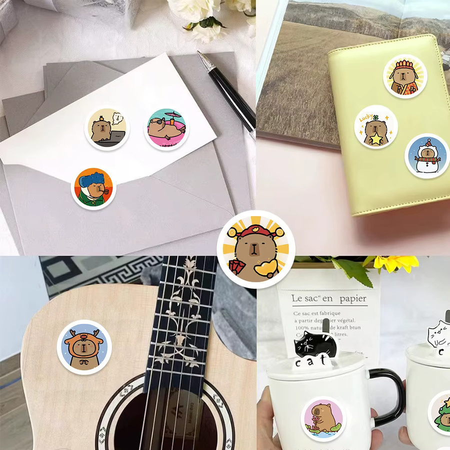 500 Stück Cartoon Capybara Aufkleber Multicolor für Helm, Fahrrad und Federmäppchen von BulingBulingStickers Store - Bild 2