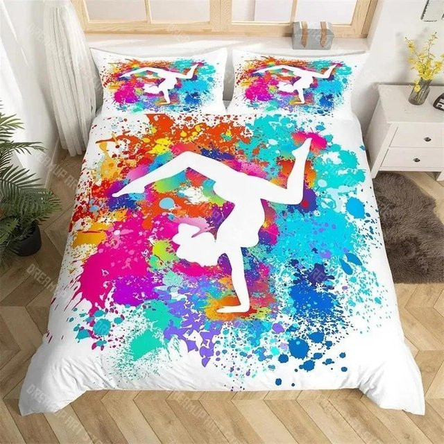 Bettwäsche Set Mikrofaser mit Regenbogen Aquarell Batik Design, Bettbezug und Kissenbezug, Mehrfarbig, B/H: 135 x 200 cm - Bild 1