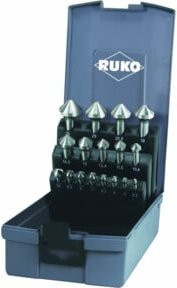 RUKO Kegel- und Entgratsenker-Satz DIN 335 Form C 90 Grad HSS in silberner Farbe mit 17-teiliger ABS-Kunststoffkassette - Bild 1