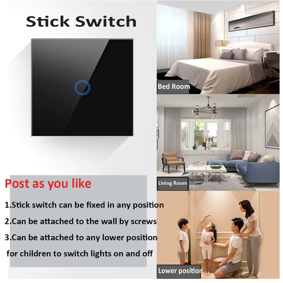 CENFAYA Tuya WiFi RF Smart Switch Mini-Relais-Empfängermodul mit Touch-Wandpanel in Schwarz für Alexa und Google Assistant - Bild 6