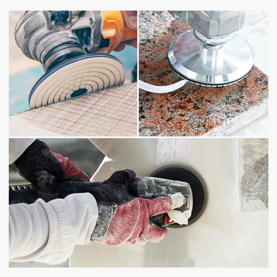 BRSCHNITT 7-teiliges 4-Zoll Nass-Polierpad-Set für Granit, Stein und Marmor mit Kunststoff-Halterung und Schleifscheiben in Mehrfarbig - Bild 3