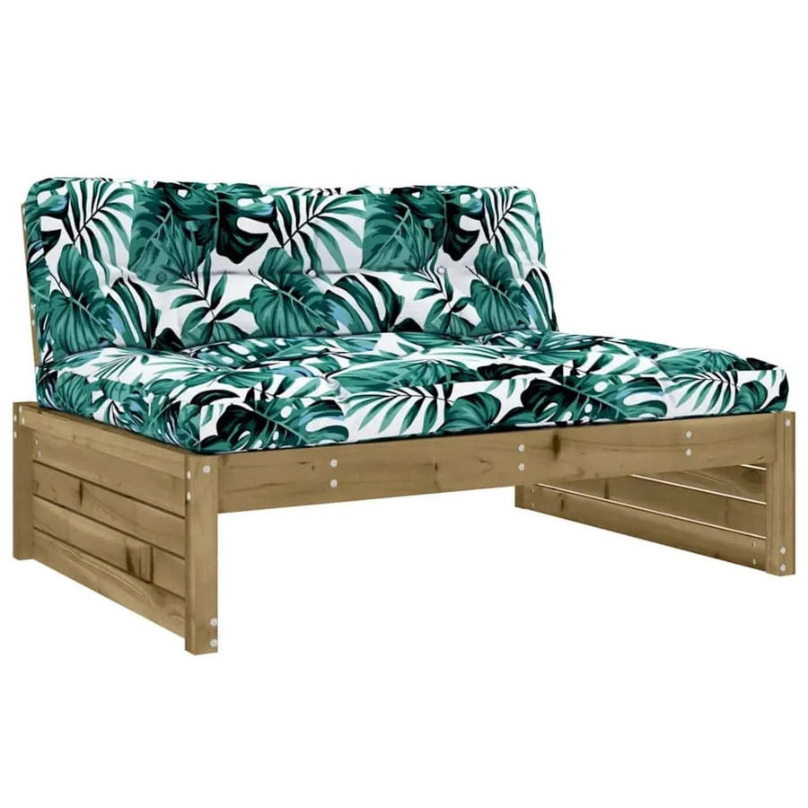 vidaXL Mittelsofa in Braun mit Kiefernholz-Gestell und Polsterung in rustikaler Optik, B/T: 120 x 80 cm - Bild 2