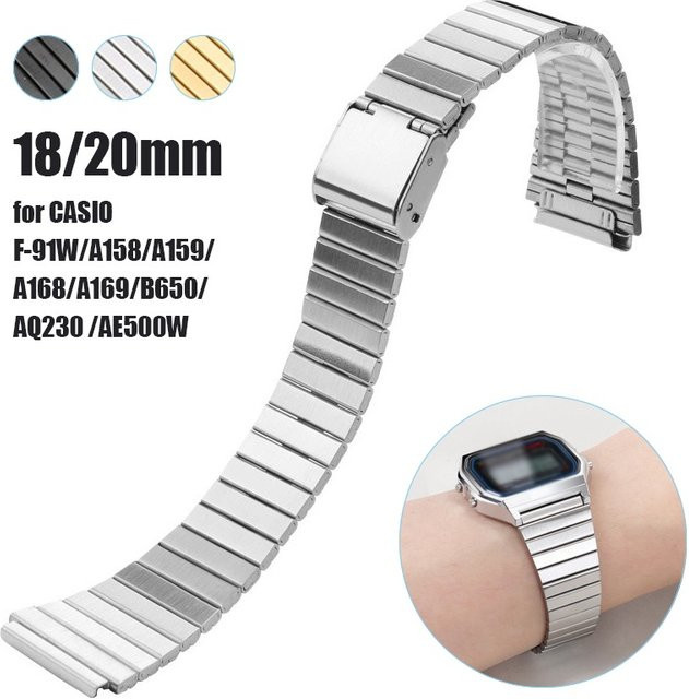 qinband Uhrenarmband Edelstahl, Silber, 18mm 20mm, Unisex - Bild 1