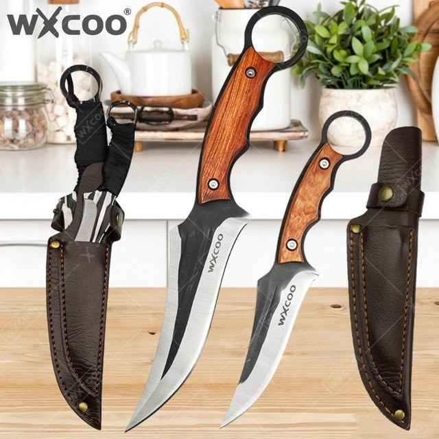 WXCOO Handgeschmiedetes Küchen-Ausbeinmesser und Tranchiermesser mit Holzgriff für Fleisch, Gemüse und Obst - Bild 1
