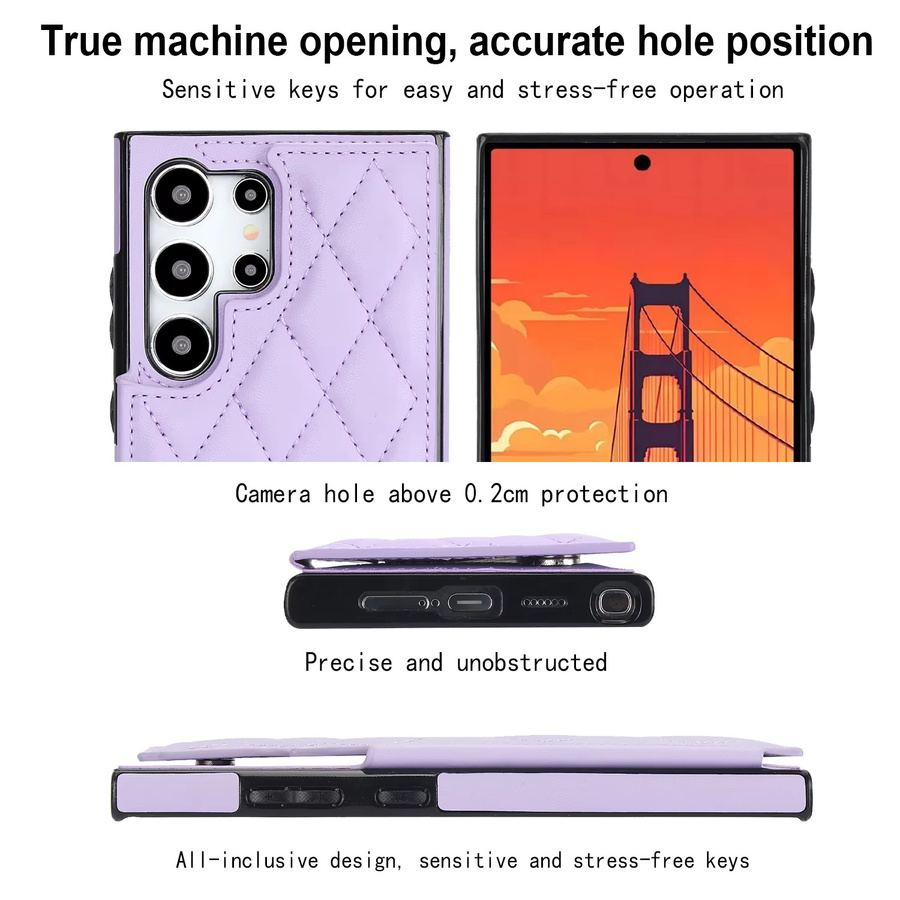 Leder-Brieftaschen-Hülle mit Doppelknopf und Duftkartenhalter für Samsung Galaxy S26 Ultra S26 Plus S26 A16 A17 A26 A35 A36 A56 in Gold und Purple - Bild 3