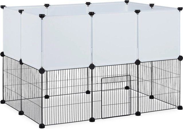 Relaxdays Freilaufgehege aus Eisen und Kunststoff, erweiterbar, Schwarz-Weiß, B: 110 cm, T: 72,5 cm, H: 74 cm - Bild 1