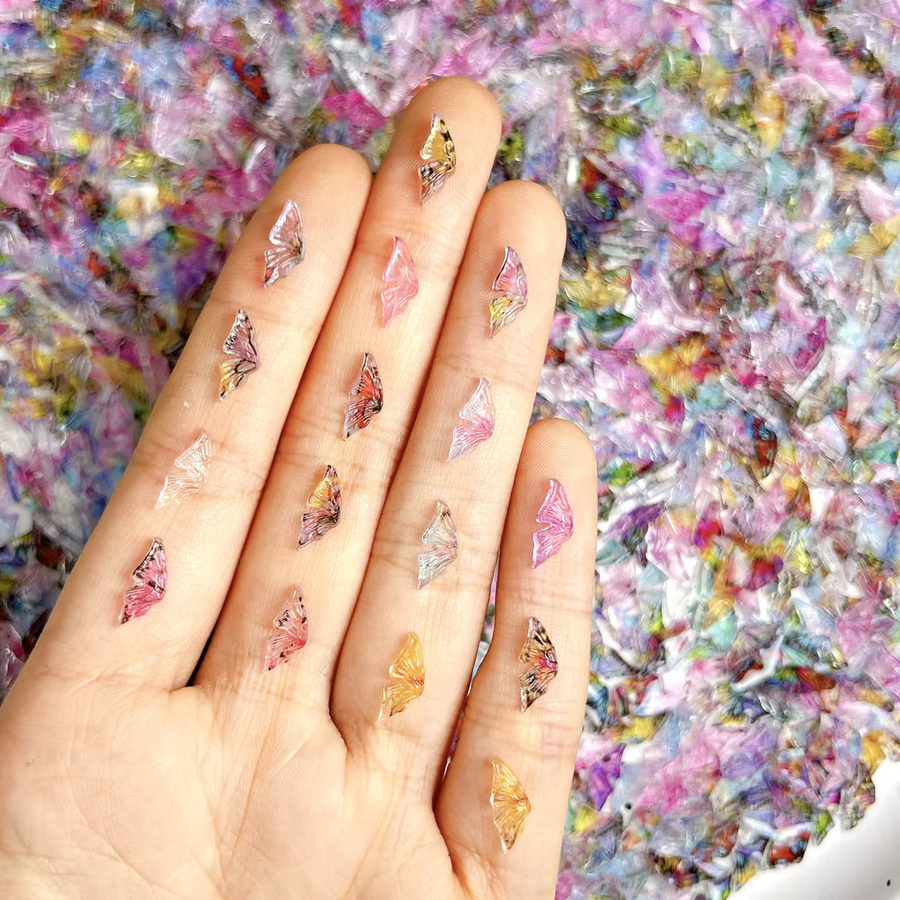 Nagel Charms, 50 Stück, 3D Flügel, Harz, bunt, semi-transparent - Bild 2