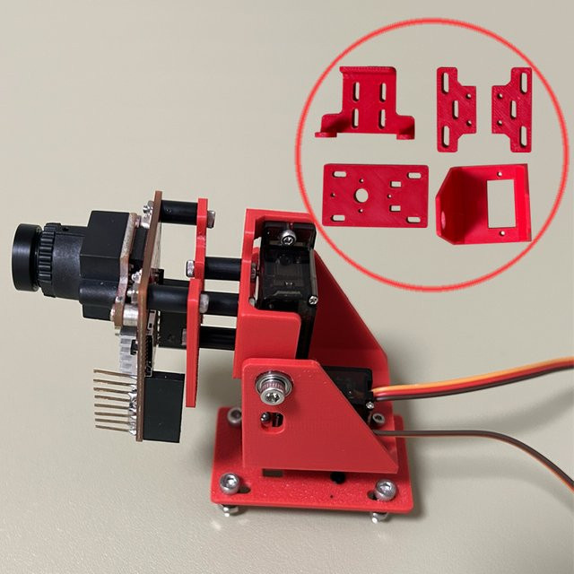 YUENHOANG Servo-betriebene 2-Achsen Gimbal Montage Halterung Pan-Tilt FPV Kopf Tracking Kamera Halterung für RC Drohnen in Rot - Bild 1