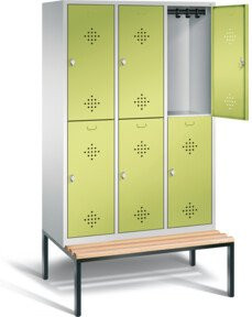 C+P Spind Classic doppelstöckig mit 6 Türen und Anschlagsdämpfer, Front Viridingrün, Korpus Lichtgrau, Gestell Schwarzgrau, H x B x T: 209 x 120 x 81,5 cm - Bild 1