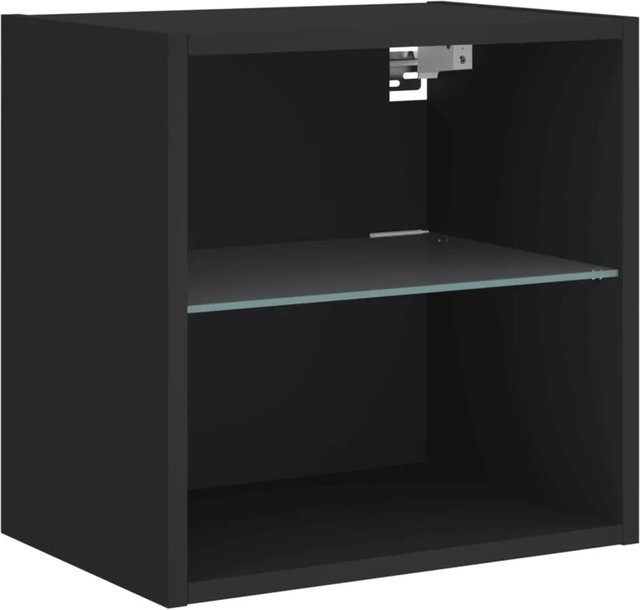 vidaXL Wand-Nachttisch mit integrierter LED-Beleuchtung in Schwarz matt, B/H/T: 40 x 28,5 x 40 cm - Bild 1