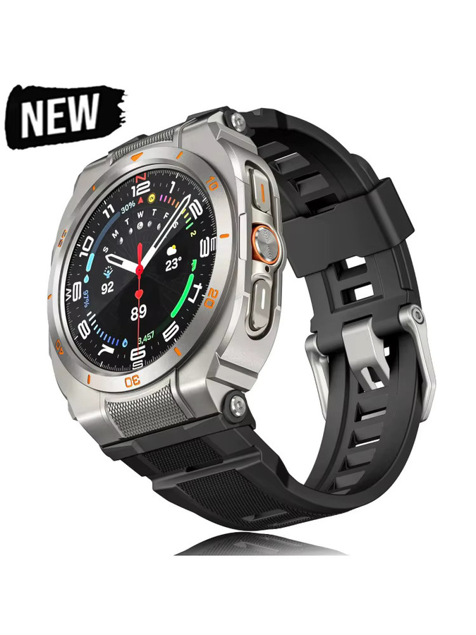 OAKCHARM Uhrenarmband Silikon, Edelstahl, Schwarz, Samsung Galaxy Watch Ultra 2025 47mm, Galaxy Watch 7 Ultra 2, Unisex - Bild 5