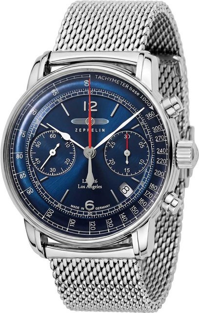 Zeppelin Chronograph, Automatik, Edelstahl, Blau, 42 mm, Herren - Bild 1