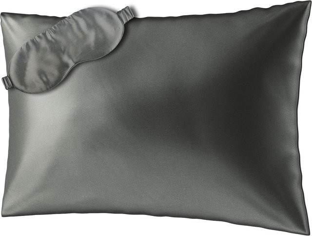 AILORIA Beauty Sleep Set aus Seide mit Kissenbezug und Schlafmaske, Farbe: Grau, B/H: 70 x 50 cm - Bild 1