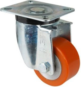 BS Lenkrolle N100.B90 mit Platte aus Guss-Polyurethan und Aluminium in Orange, Durchmesser: 80 mm, Breite: 40 mm, Tragkraft: 250 kg - Bild 1
