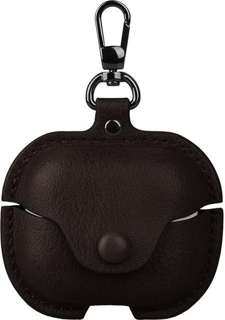 Luxus PU-Lederhülle für Samsung Galaxy Buds 3 Pro in Braun mit Haken - Bild 1