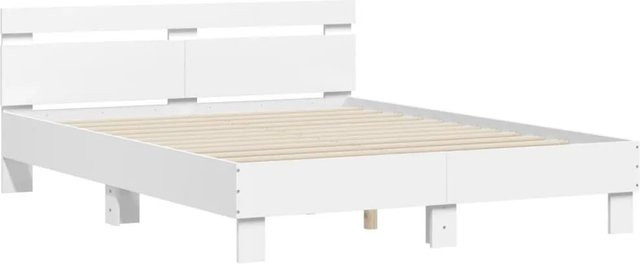 vidaXL Bettgestell mit Kopfteil aus Holzwerkstoff in Weiß, B/T/H: 140 x 190 x 70 cm - Bild 1