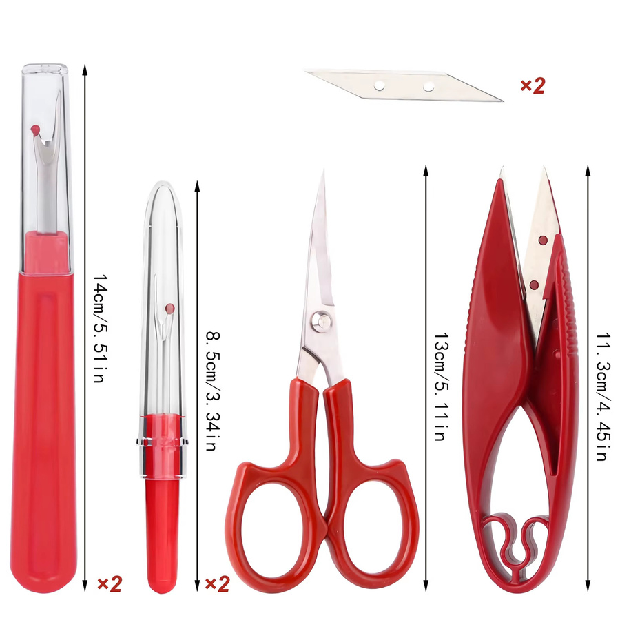 Nahttrenner Set Rot mit Fadenmesser und Schere für deine Nähprojekte - Bild 2