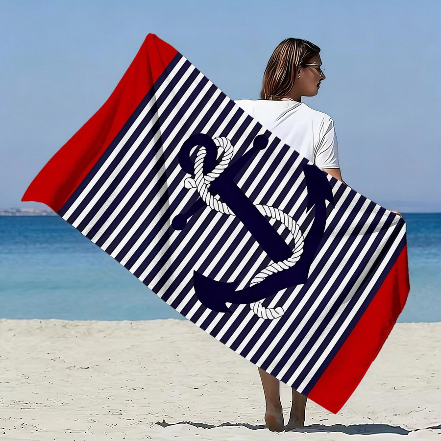Shanika Chen Strandtuch mit Ankerseil-Print in Multicolor, schnelltrocknend und saugfähig, Breite: 30 cm, Höhe: 60 cm - Bild 5