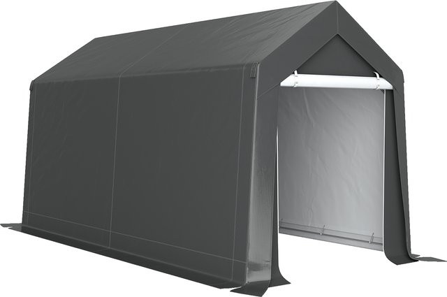Outsunny Garagenzelt Dunkelgrau mit UV-Schutz und Reißverschlusstür, wasserabweisendes Lagerzelt für Motorrad und Gartengeräte, B/T/H: 360 x 210 x 235 cm - Bild 1