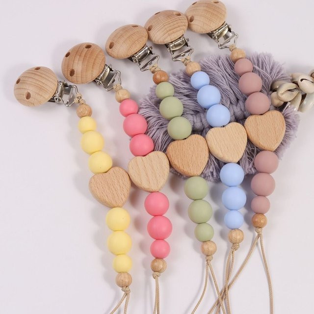 Multicolour Silikon Baby Schnuller Clip mit integriertem Beißring als Zahntraining Spielzeug - Bild 1