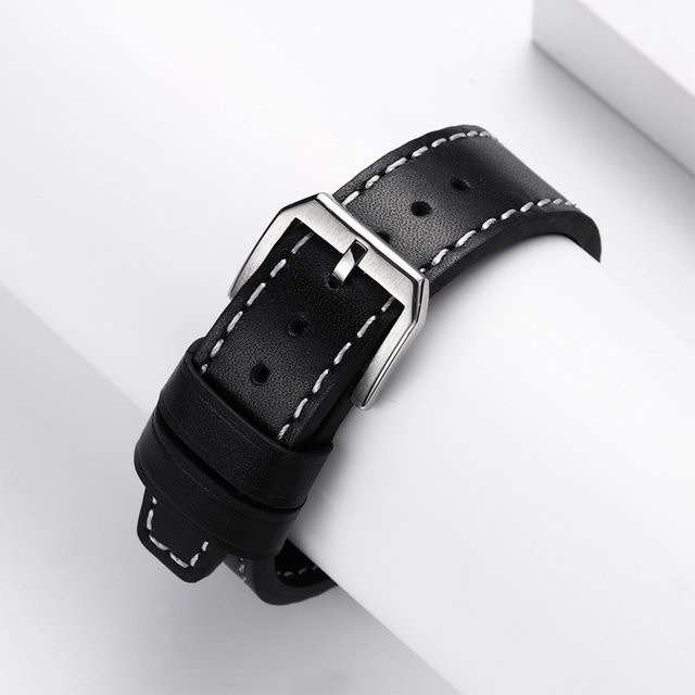 ADDIESDIVE Uhrenarmband Leder, 20 mm, Schwarz, Herren, Edelstahl-Schnalle - Bild 1