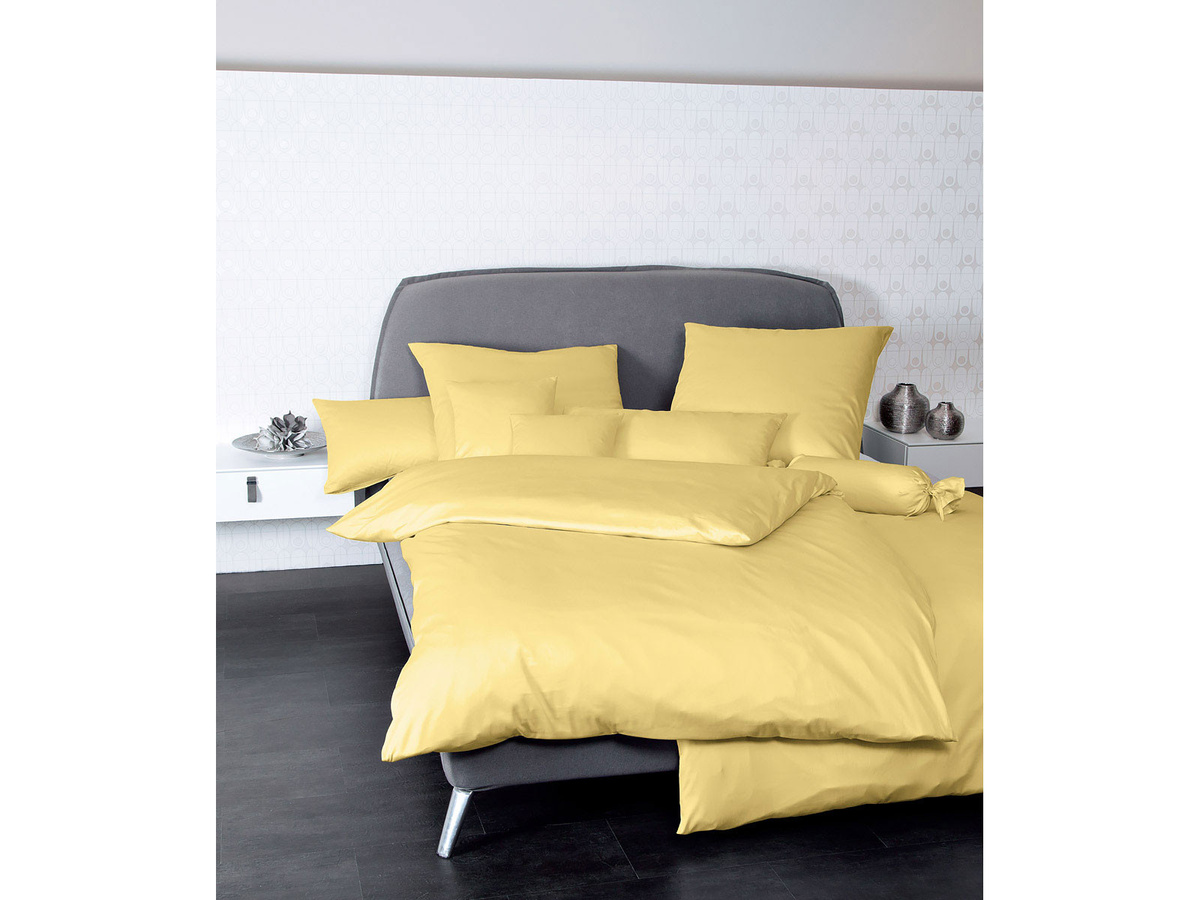 Janine Baumwoll Bettwäsche Colors Gelb Mako-Satin mit Reißverschluss - Bild 1